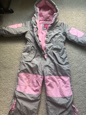 Pink Platinum Girls Gray and Pink Snowsuit One-Piece